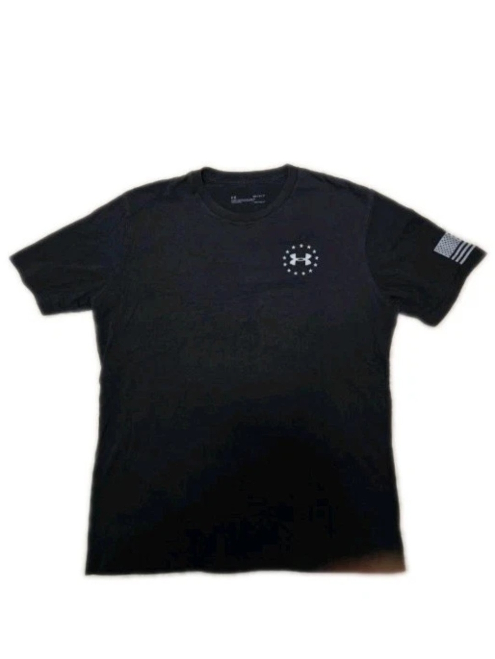 Under Armour Mens Medium Black Freedom Betsy Ross Flag Graphic T-Shirt GUC